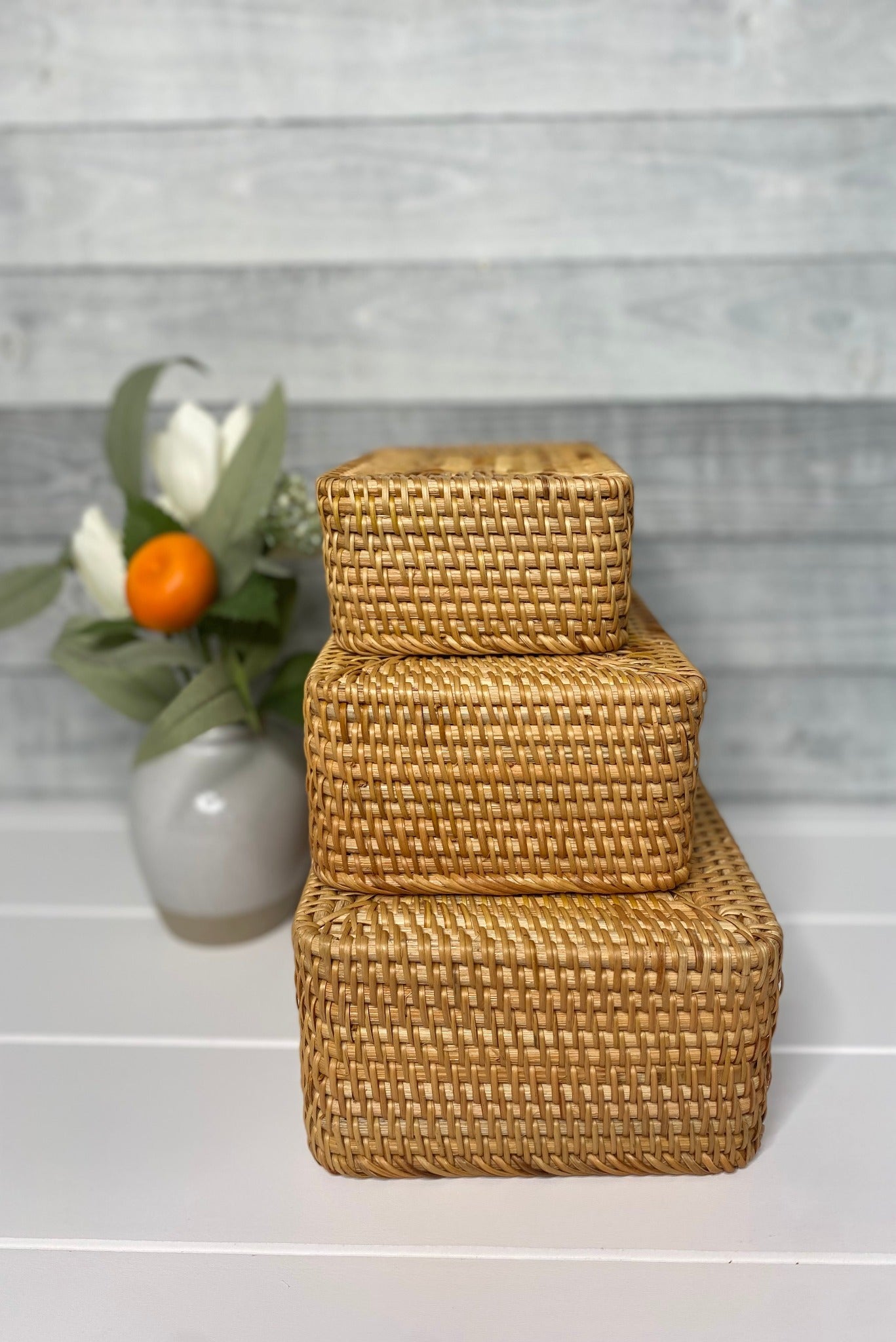 Stackable Rattan Baskets Set - Organizational Bliss in 3 Sizes