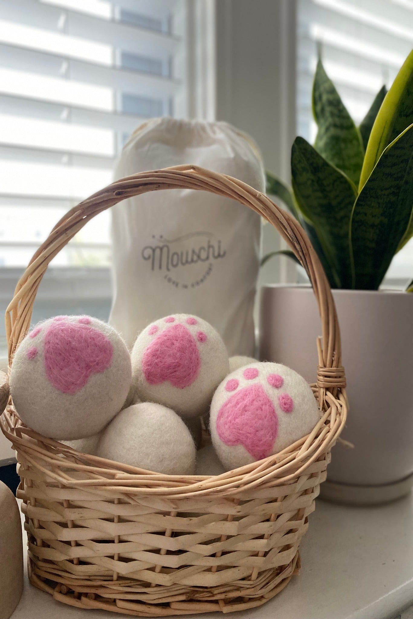 Dryer Balls - Classic White and Pretty Pink Paw Print Styles